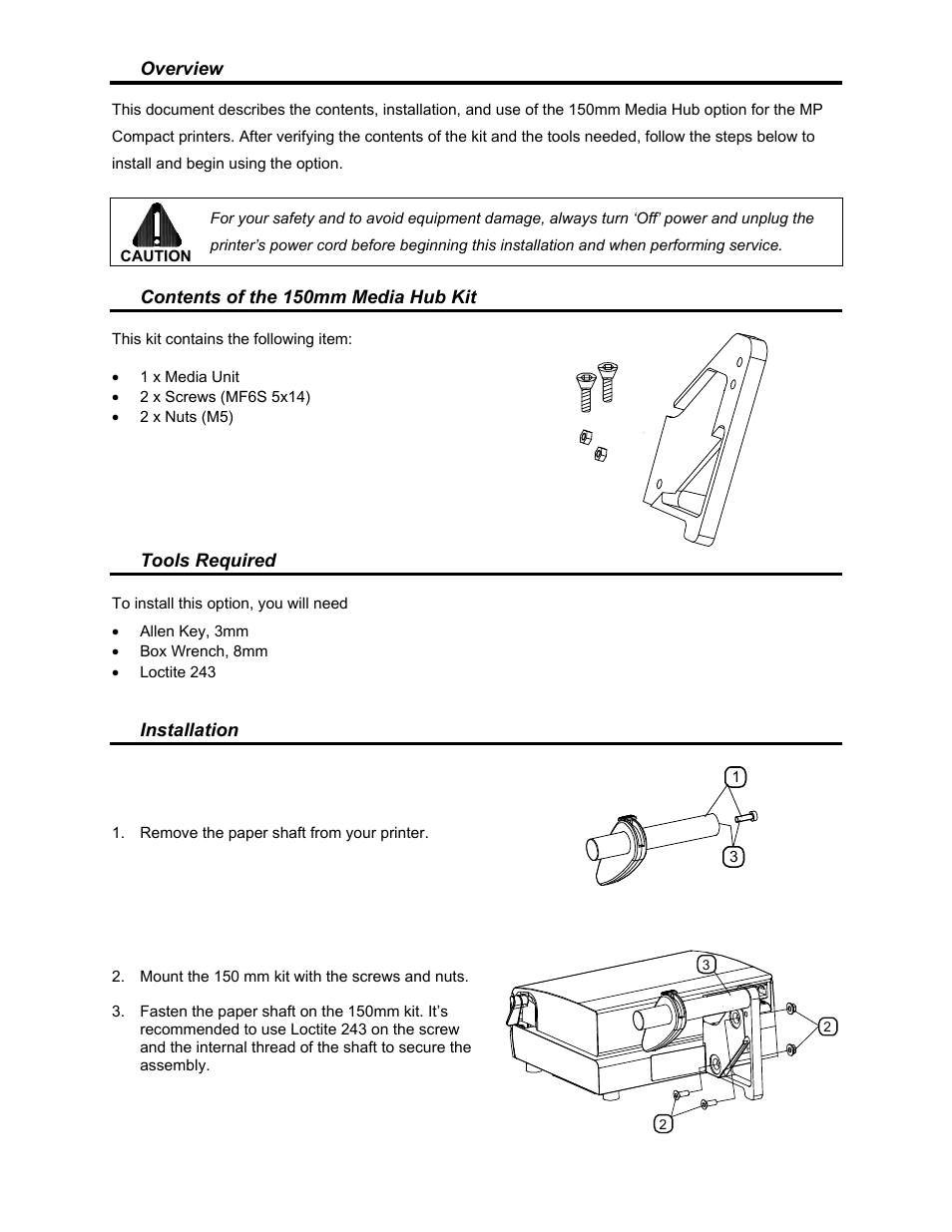Datamax-O'Neil MP Compact4 Mark II 150mm Media Hub Option User Manual | Page 2 / 2