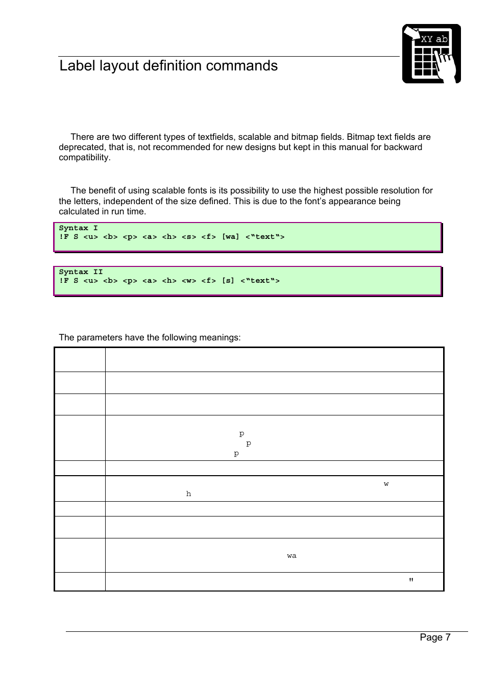 Defining a text field | Datamax-O'Neil Labelpoint Programmer’s Manual User Manual | Page 11 / 95