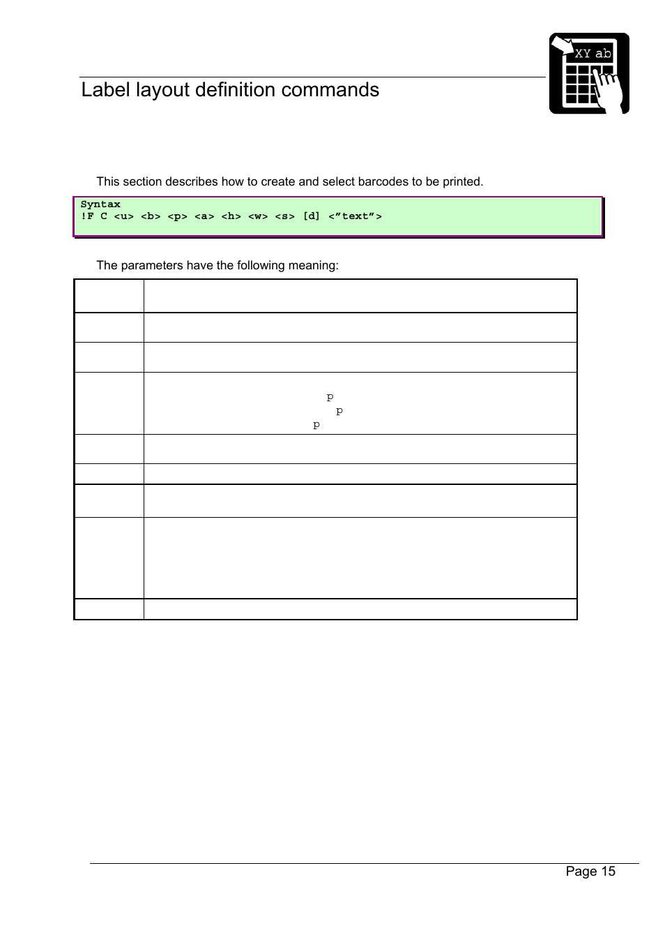 Defining a barcode field | Datamax-O'Neil Labelpoint Programmer’s Manual User Manual | Page 19 / 95