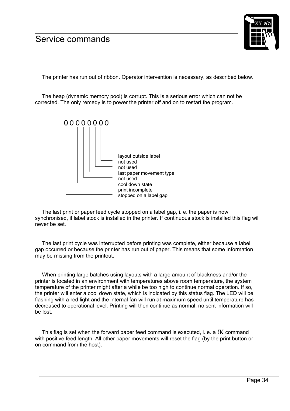 Programmer’s reference manual service commands | Datamax-O'Neil Labelpoint Programmer’s Manual User Manual | Page 38 / 95