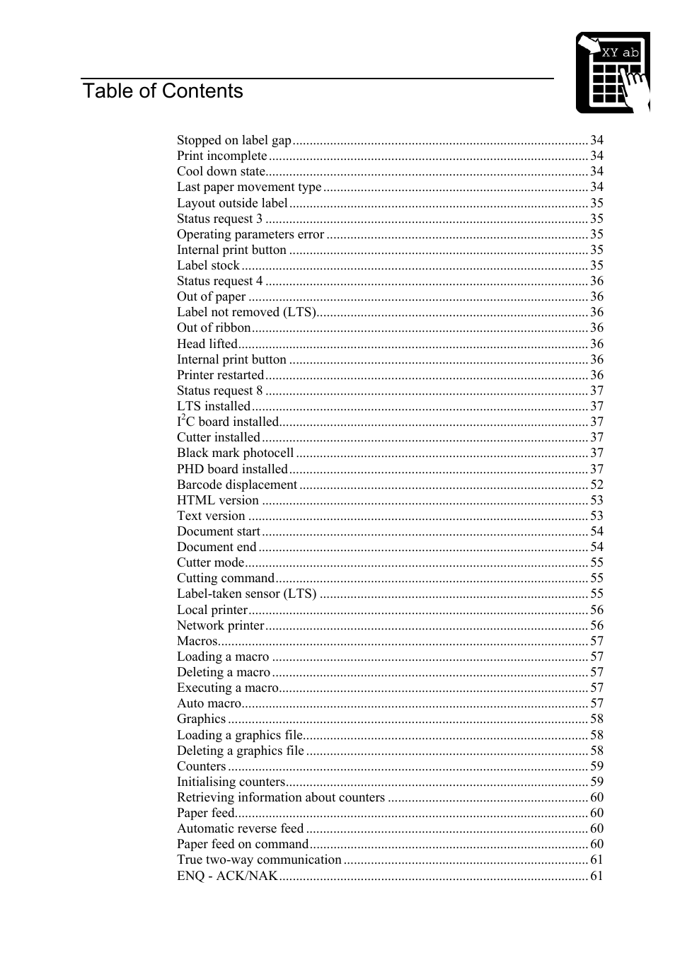 Programmer’s reference manual table of contents | Datamax-O'Neil Labelpoint Programmer’s Manual User Manual | Page 4 / 95
