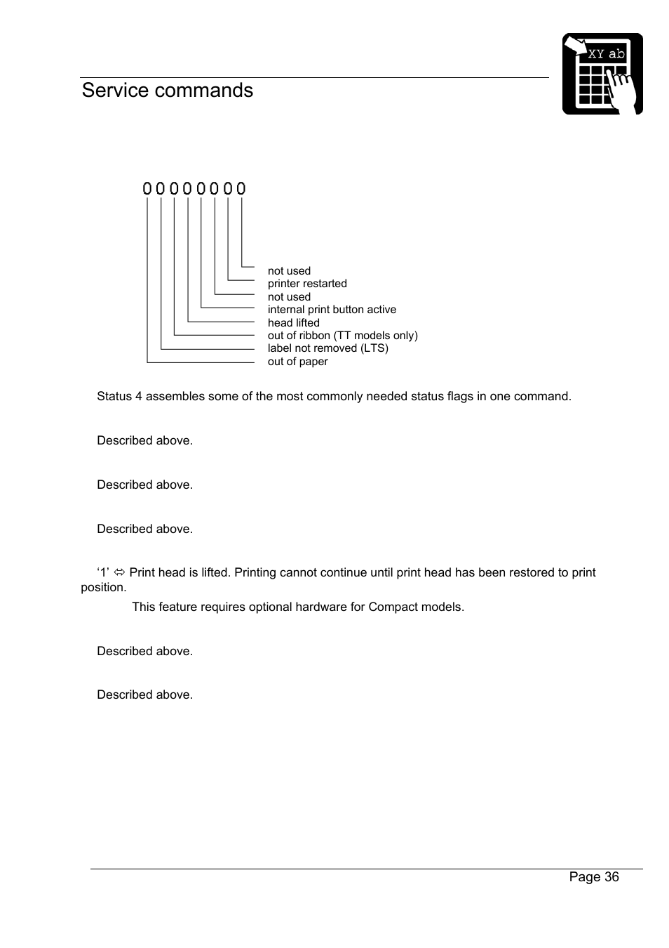 Programmer’s reference manual service commands | Datamax-O'Neil Labelpoint Programmer’s Manual User Manual | Page 40 / 95