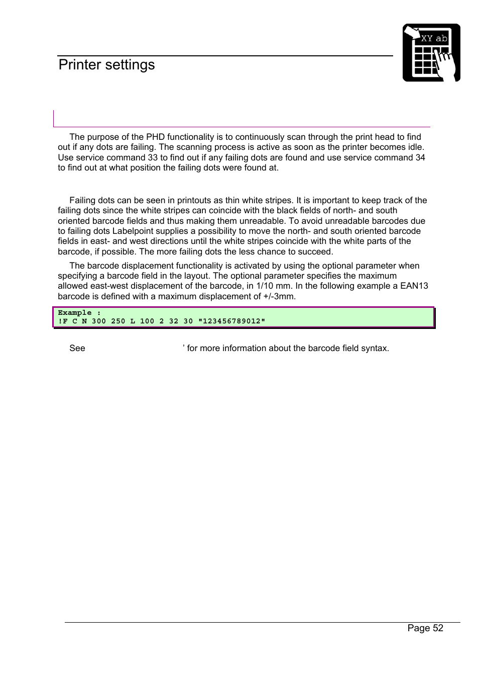 Programmer’s reference manual printer settings | Datamax-O'Neil Labelpoint Programmer’s Manual User Manual | Page 56 / 95
