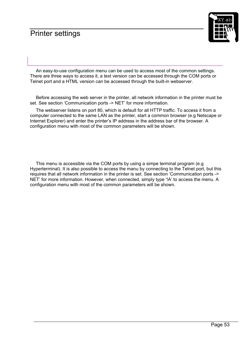 Programmer’s reference manual printer settings | Datamax-O'Neil Labelpoint Programmer’s Manual User Manual | Page 57 / 95