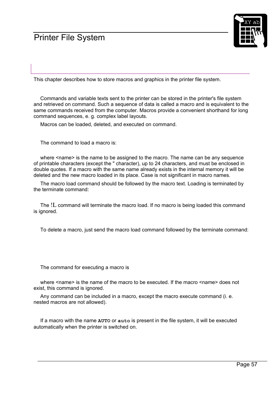 Programmer’s reference manual printer file system, Printer file system | Datamax-O'Neil Labelpoint Programmer’s Manual User Manual | Page 61 / 95