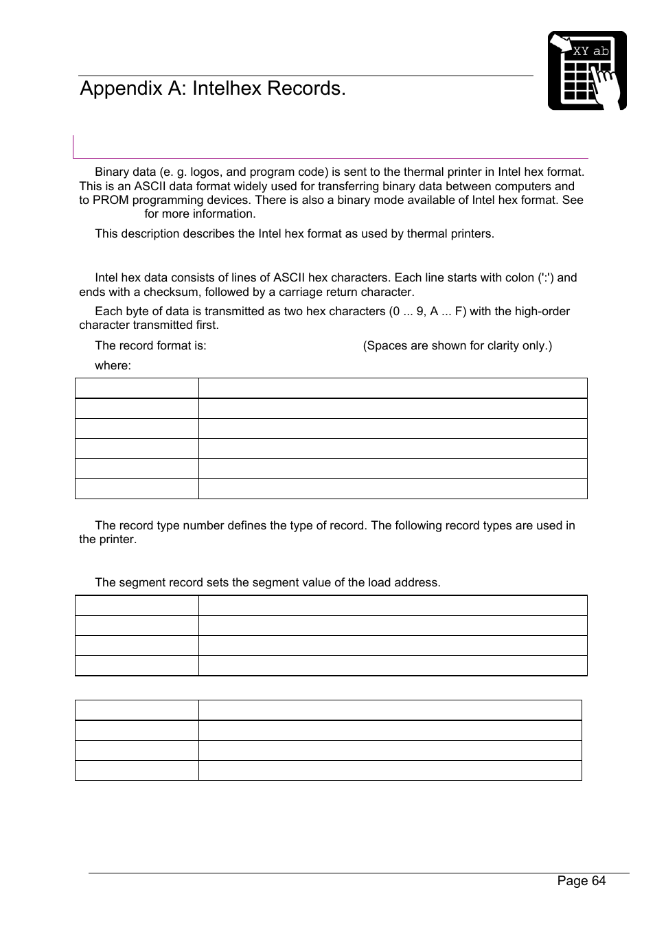Appendix a: intel hex file format | Datamax-O'Neil Labelpoint Programmer’s Manual User Manual | Page 68 / 95