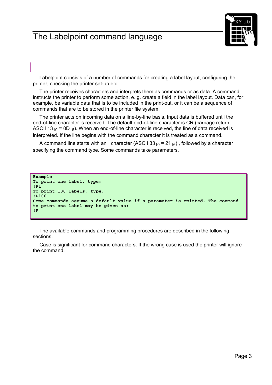 The labelpoint command language | Datamax-O'Neil Labelpoint Programmer’s Manual User Manual | Page 7 / 95
