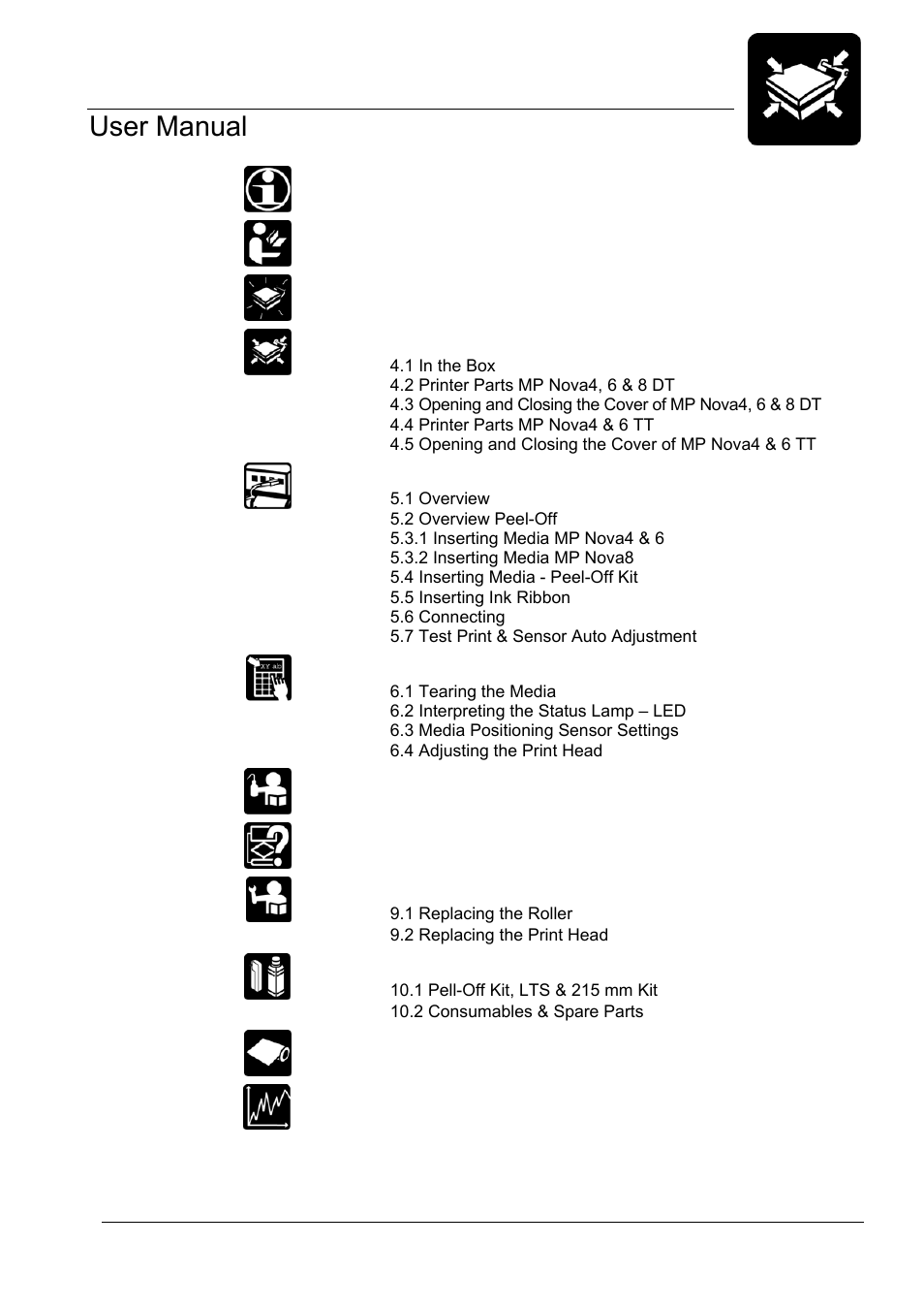 00_1 userguide_table-of-contents.doc, Table of contents user manual | Datamax-O'Neil MP Nova Operators Manual User Manual | Page 2 / 59