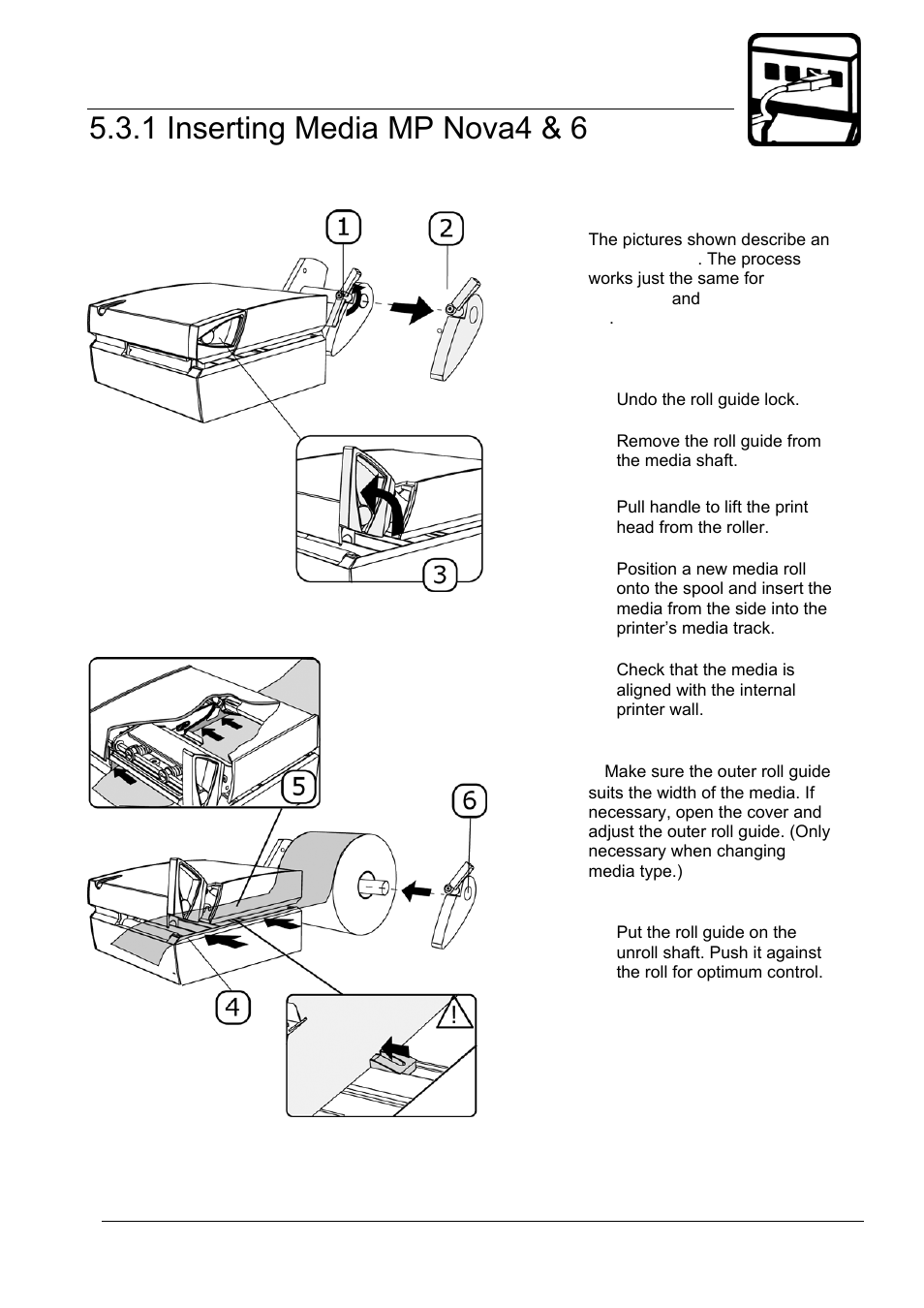 05_3_1-getting started_inserting media.doc, 1 inserting media mp nova4 & 6, Getting started | Datamax-O'Neil MP Nova Operators Manual User Manual | Page 22 / 59