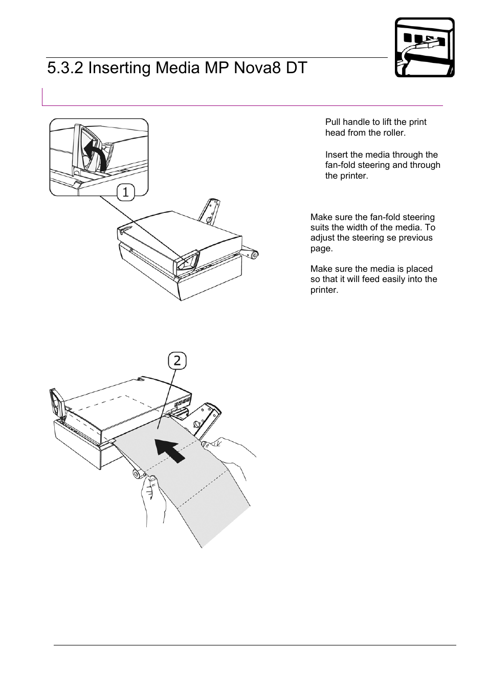05_3_2_2-getting started_inserting media_n8.doc, 2 inserting media mp nova8 dt, Getting started | Inserting media | Datamax-O'Neil MP Nova Operators Manual User Manual | Page 25 / 59