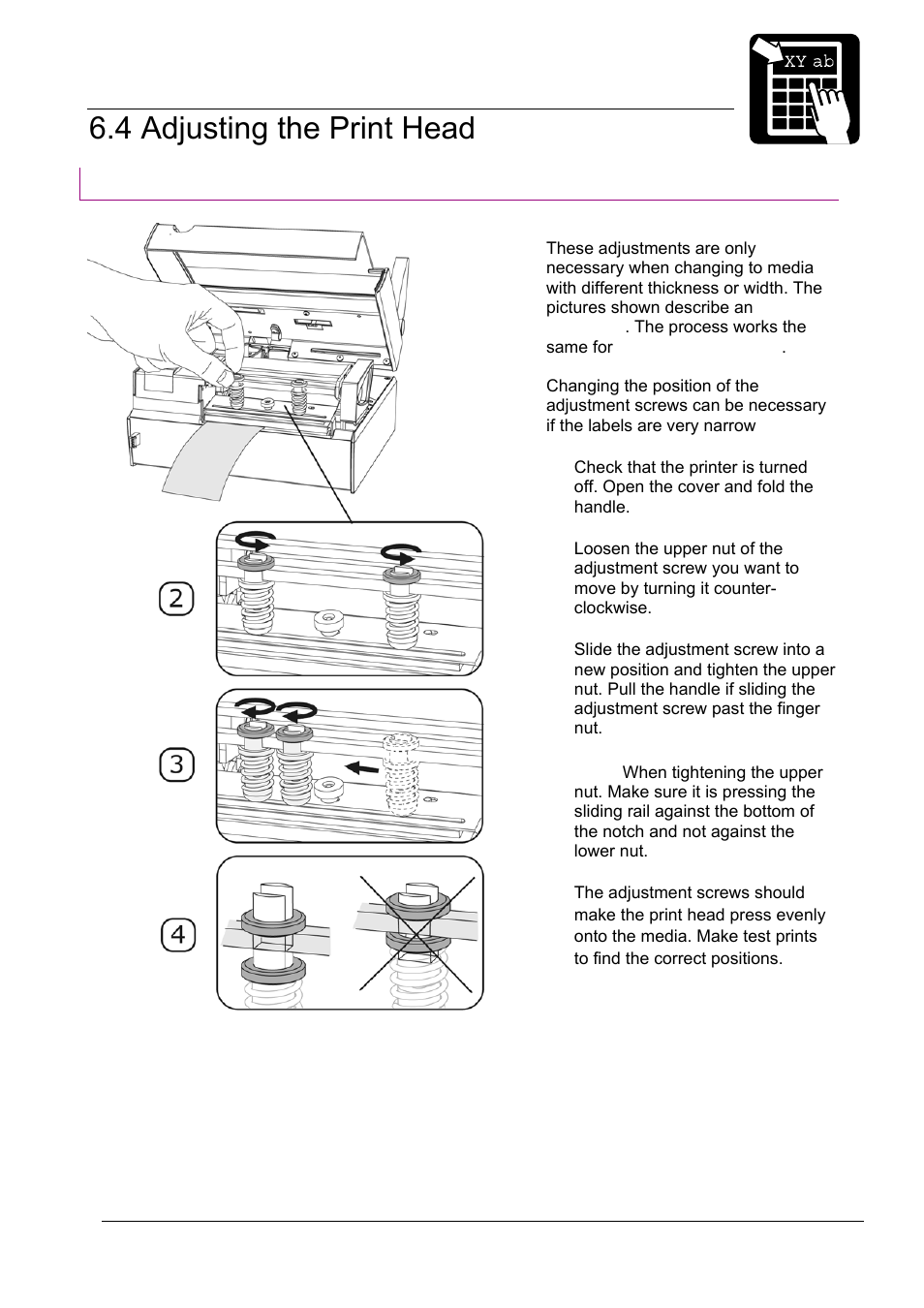 06_4-adjusting_print_head.doc, 4 adjusting the print head, Operation | Adjusting print head position | Datamax-O'Neil MP Nova Operators Manual User Manual | Page 37 / 59