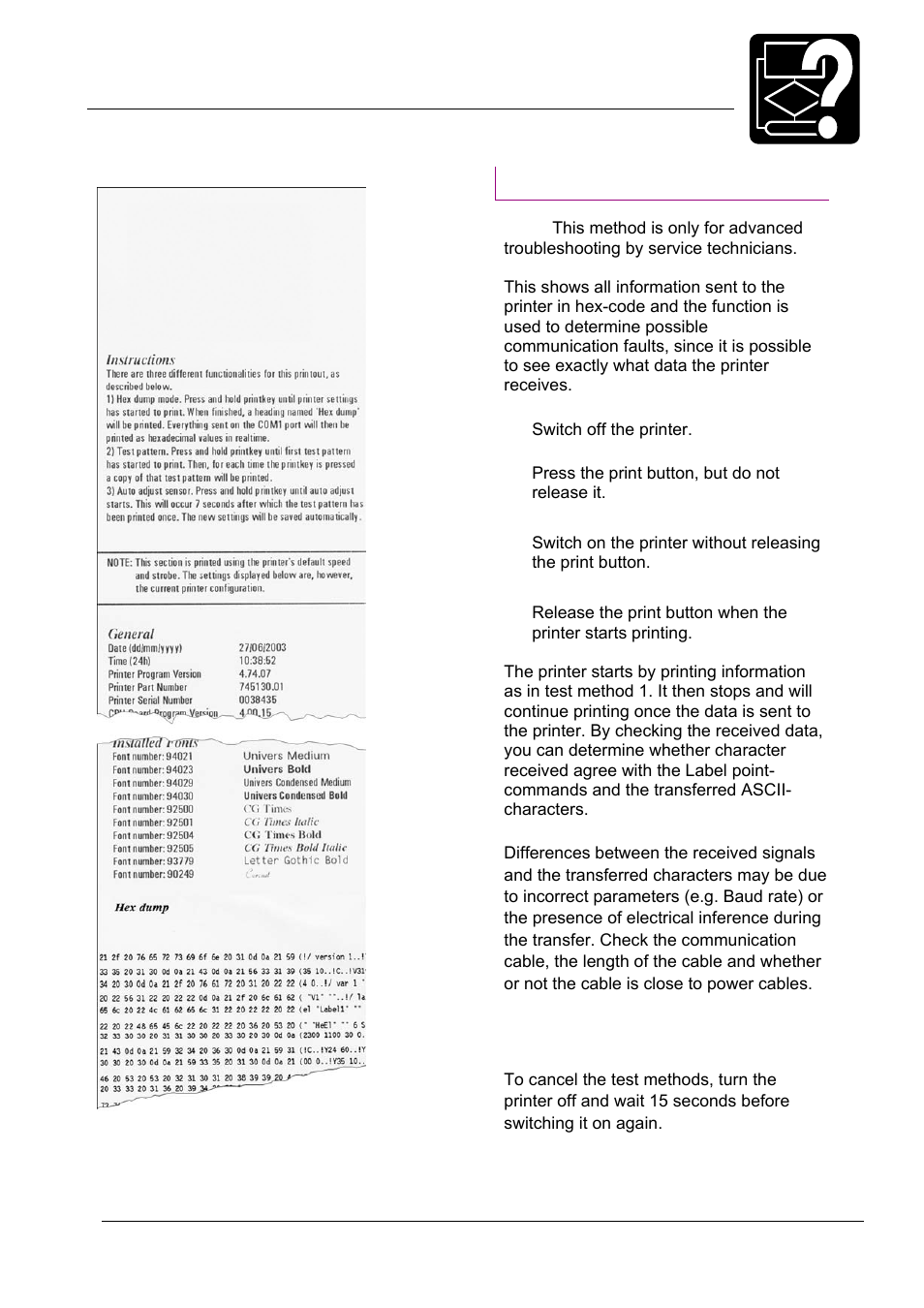 Troubleshooting, Test method 2 | Datamax-O'Neil MP Nova Operators Manual User Manual | Page 42 / 59