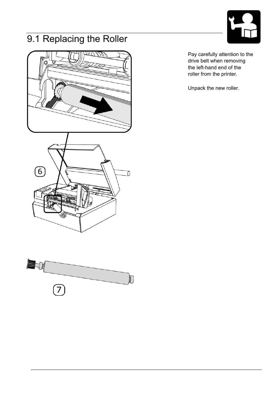 1 replacing the roller, Changeable parts | Datamax-O'Neil MP Nova Operators Manual User Manual | Page 45 / 59