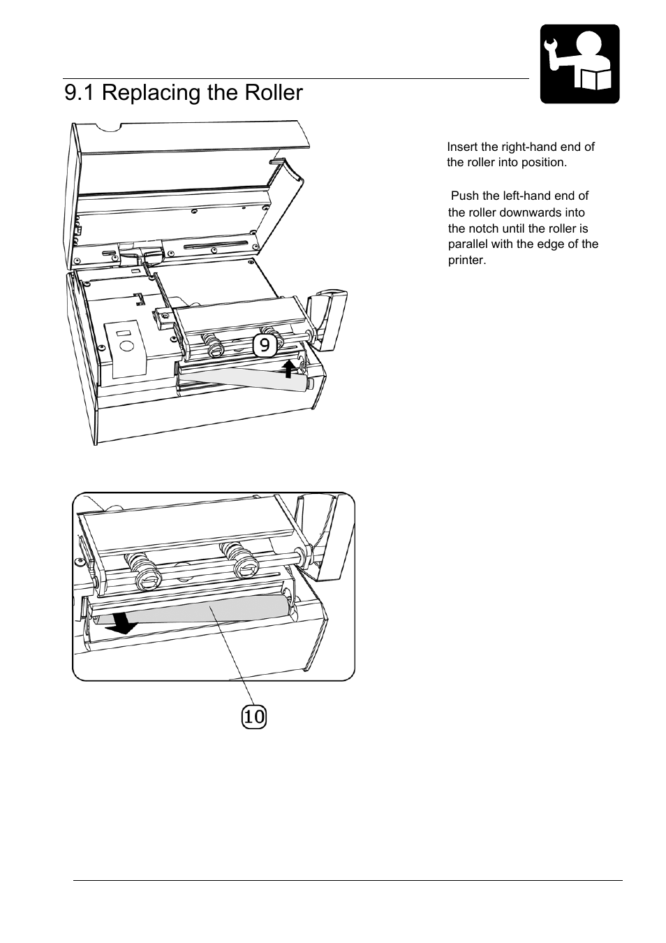 1 replacing the roller, Changeable parts | Datamax-O'Neil MP Nova Operators Manual User Manual | Page 47 / 59