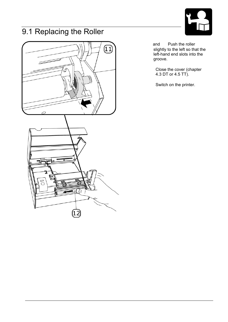 1 replacing the roller, Changeable parts | Datamax-O'Neil MP Nova Operators Manual User Manual | Page 48 / 59