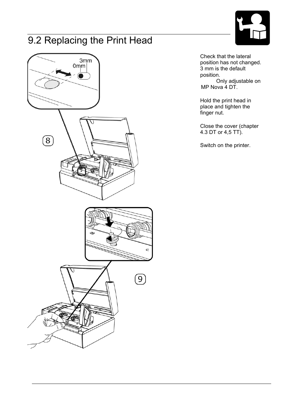 2 replacing the print head, Changeable parts | Datamax-O'Neil MP Nova Operators Manual User Manual | Page 52 / 59