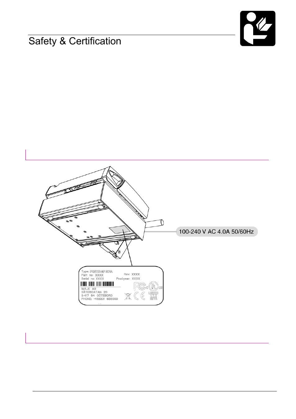 Safety & certification, Safety | Datamax-O'Neil MP Nova Operators Manual User Manual | Page 6 / 59