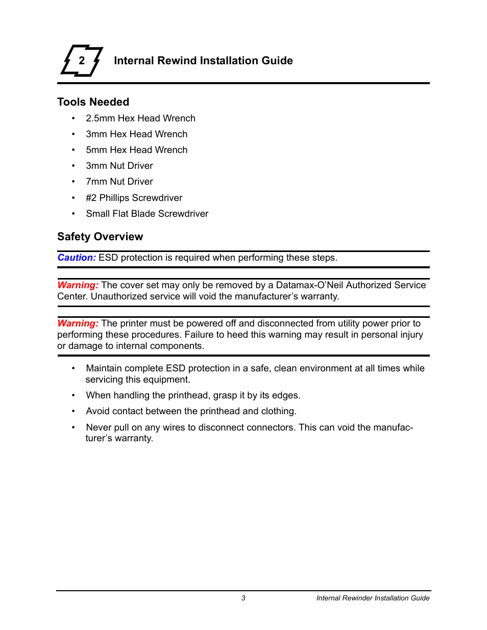 Datamax-O'Neil Performance series Internal Rewinder User Manual | Page 5 / 18