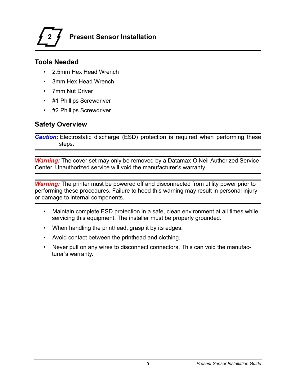 Datamax-O'Neil Performance series Present Sensor User Manual | Page 4 / 16
