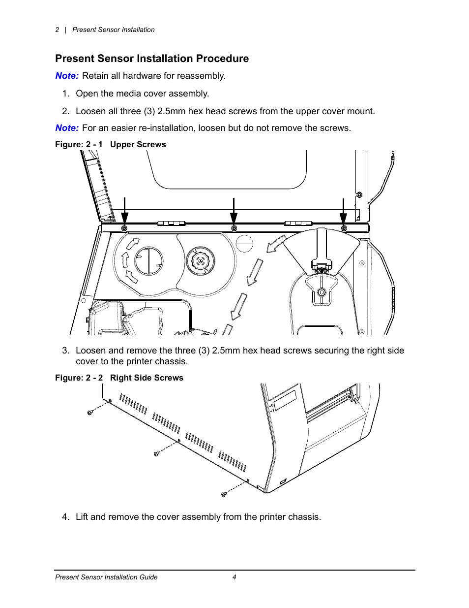 Present sensor installation procedure | Datamax-O'Neil Performance series Present Sensor User Manual | Page 5 / 16