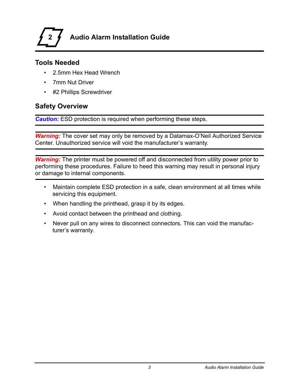 Datamax-O'Neil Performance series Audio Alarm User Manual | Page 4 / 8