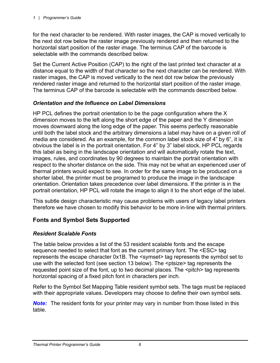 Fonts and symbol sets supported | Datamax-O'Neil Workstation series Programmer’s Guide User Manual | Page 12 / 59