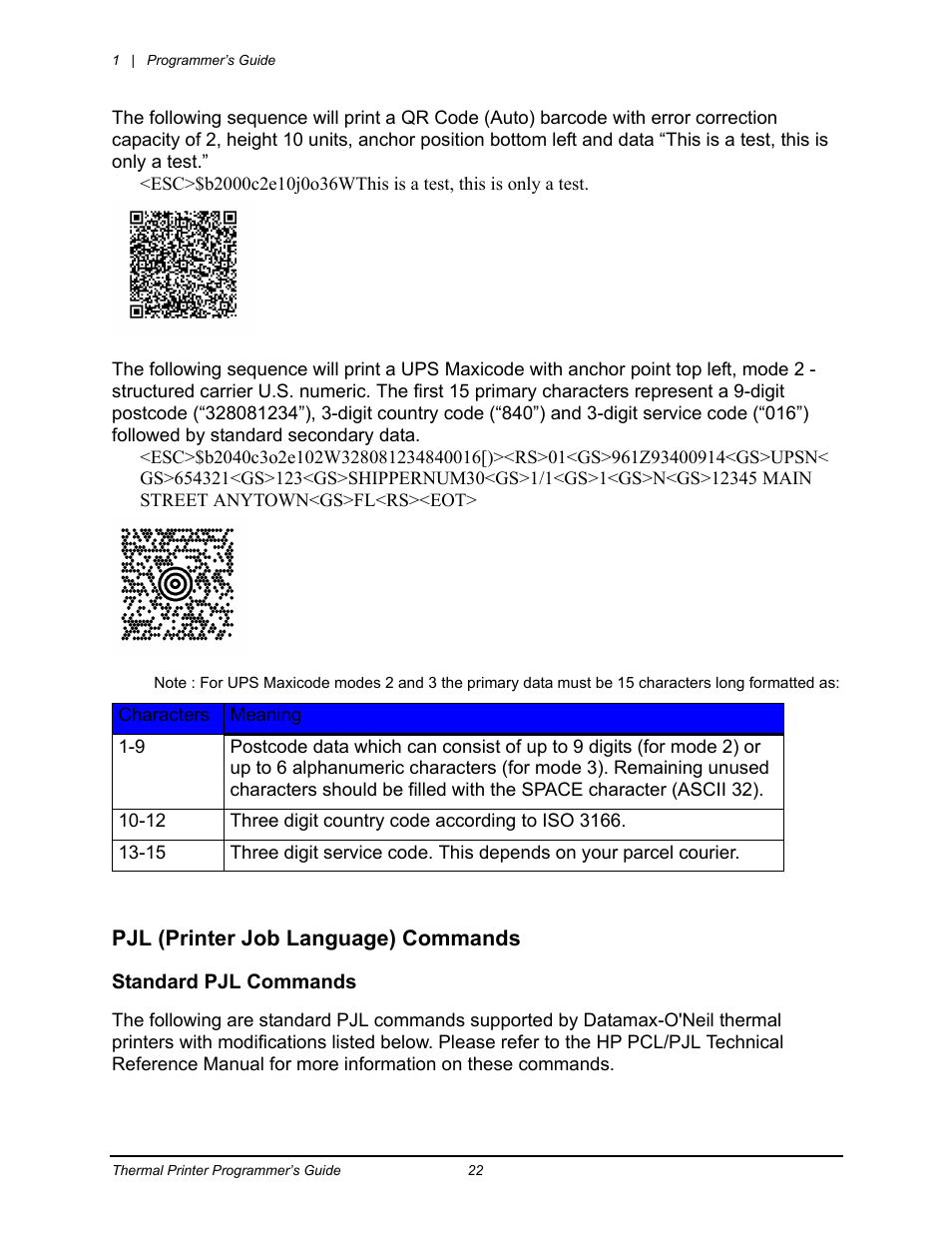 Pjl (printer job language) commands, Standard pjl commands | Datamax-O'Neil Workstation series Programmer’s Guide User Manual | Page 28 / 59