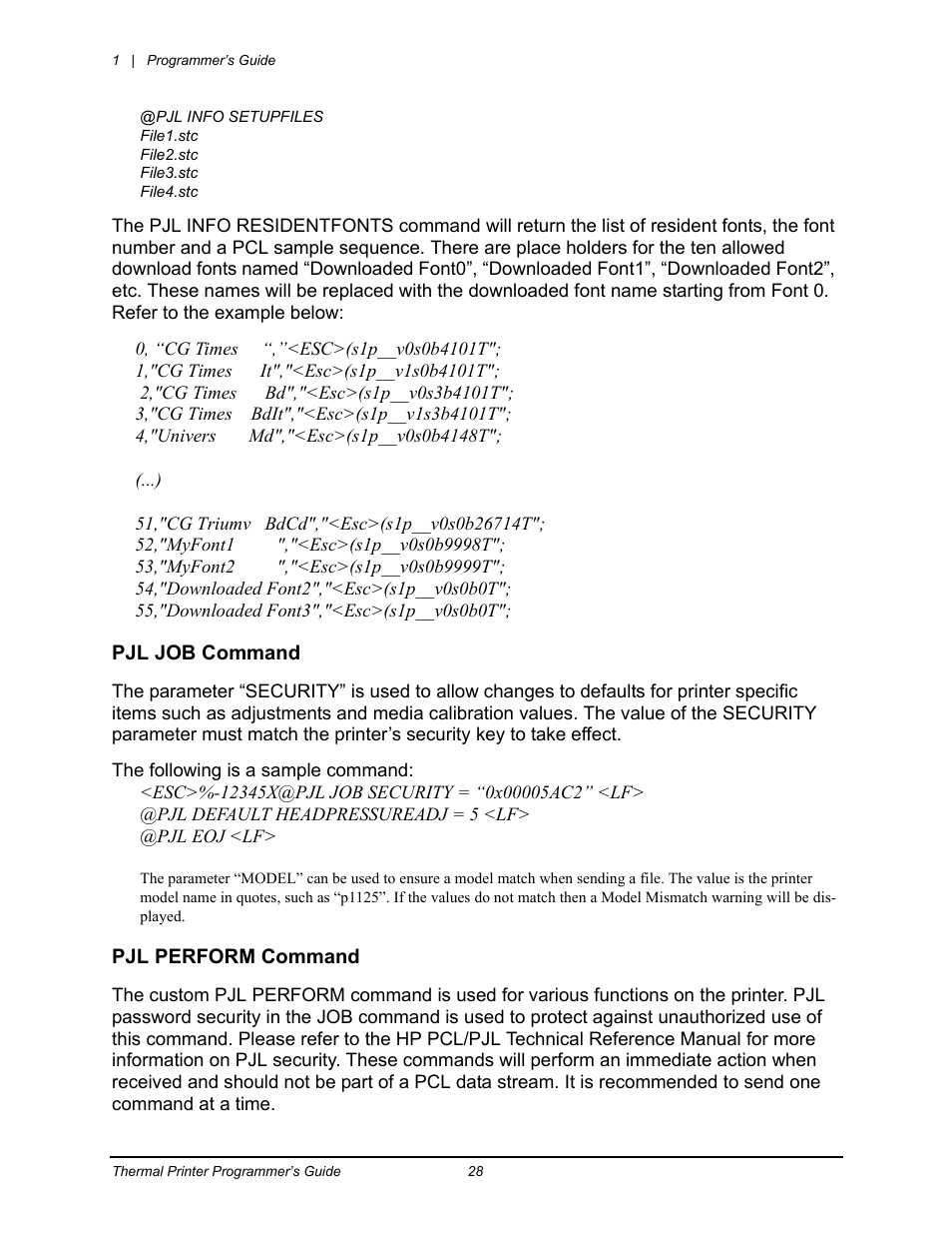 Pjl job command pjl perform command | Datamax-O'Neil Workstation series Programmer’s Guide User Manual | Page 34 / 59