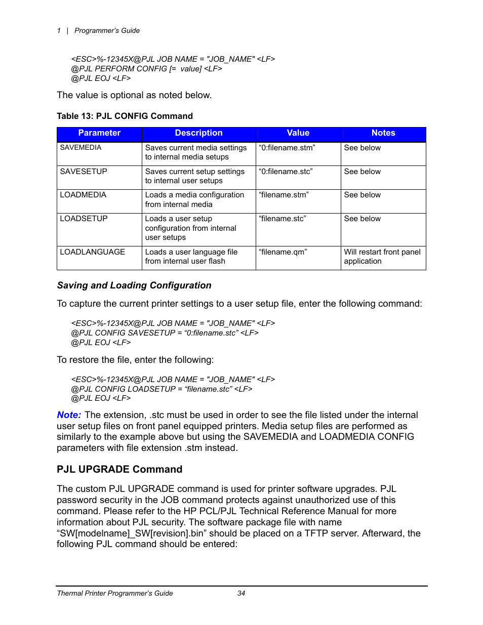 Pjl upgrade command | Datamax-O'Neil Workstation series Programmer’s Guide User Manual | Page 40 / 59