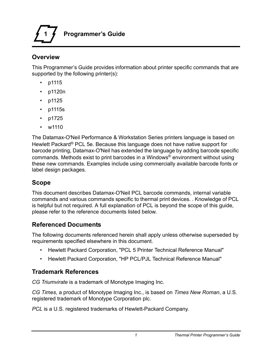 Programmer’s guide | Datamax-O'Neil Workstation series Programmer’s Guide User Manual | Page 7 / 59