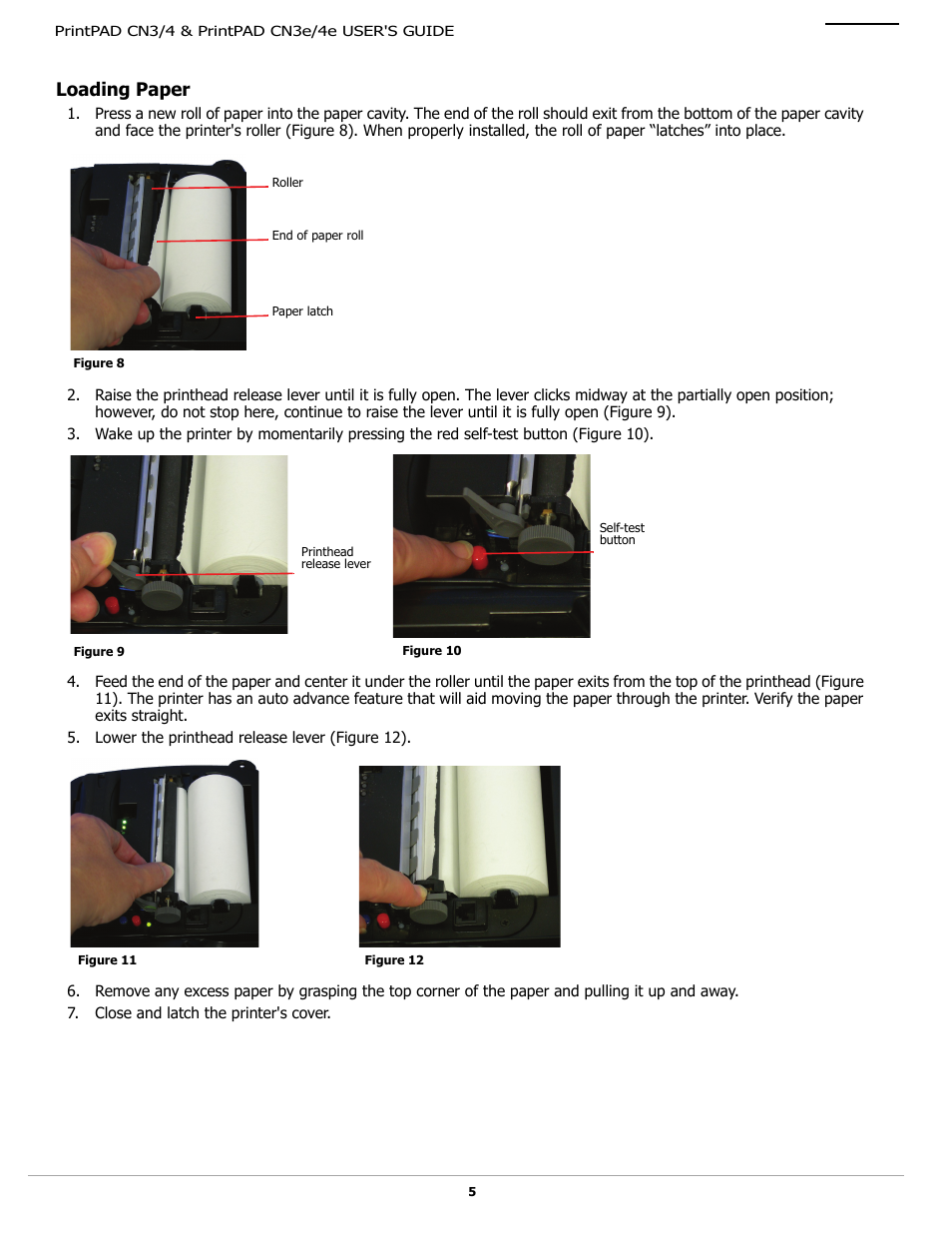 Loading paper | Datamax-O'Neil PrintPAD CN3_4_3e_4e User Guide User Manual | Page 7 / 16