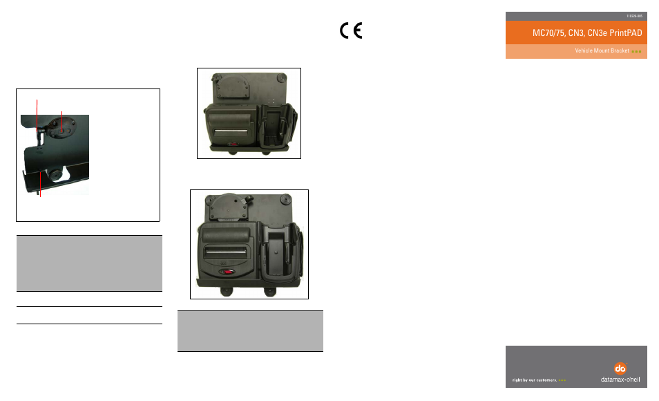 Step 2: attaching the printer, Warranty, No liability for negligent use | Datamax-O'Neil PrintPAD MC70_75, CN3, CN3e Vehicle Mount Bracket User Manual | Page 2 / 2