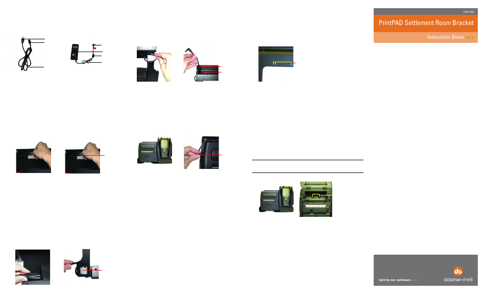 Printpad settlement room bracket, Attaching the printer to the bracket (optional), Attaching the power supply (optional) | Datamax-O'Neil PrintPAD Settlement Room Bracket User Manual | Page 2 / 2