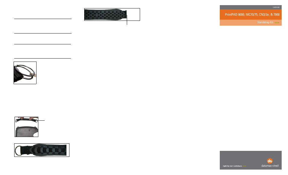Attaching the handstrap, Warranty, No liability for negligent use | Datamax-O'Neil PrintPAD Handstrap Kit User Manual | Page 2 / 2