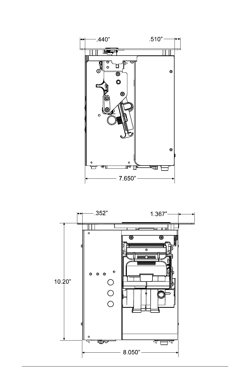 Side dimensions | Datamax-O'Neil S-Class User Guide User Manual | Page 88 / 92