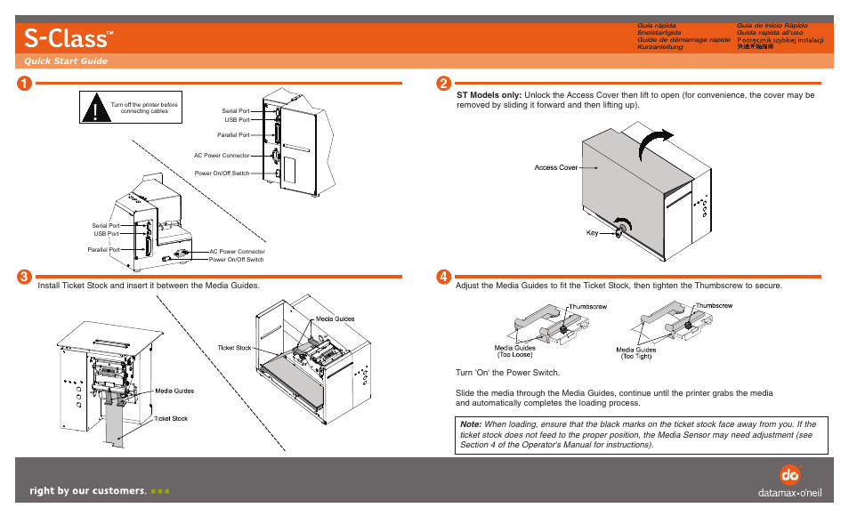 Datamax-O'Neil S-Class Quick Start Guide User Manual | 2 pages