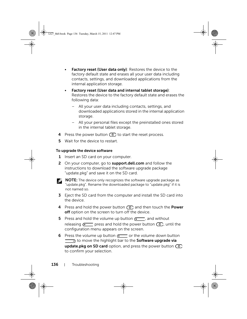 To upgrade the device software | Dell STREAK 7 User Manual | Page 136 / 141