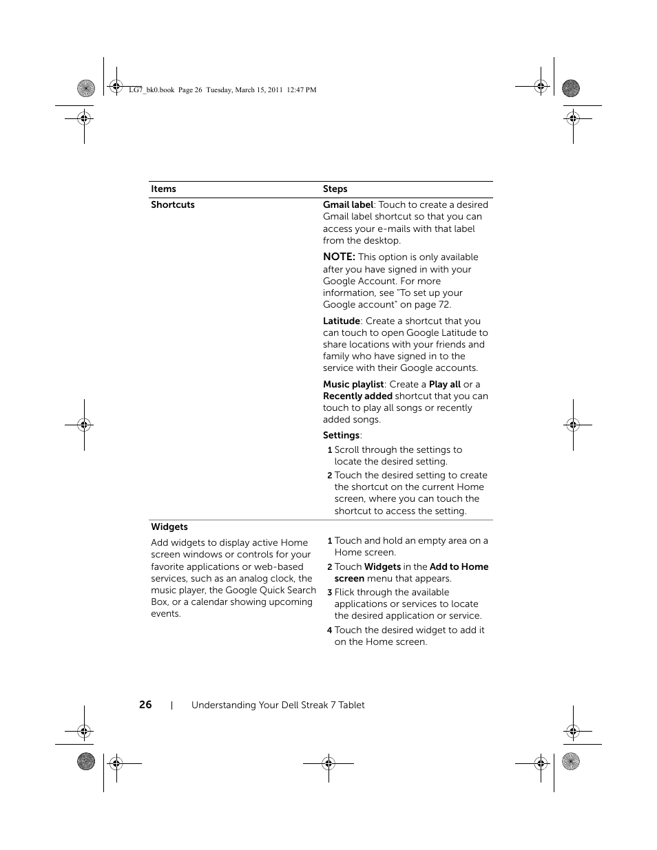 Dell STREAK 7 User Manual | Page 26 / 141