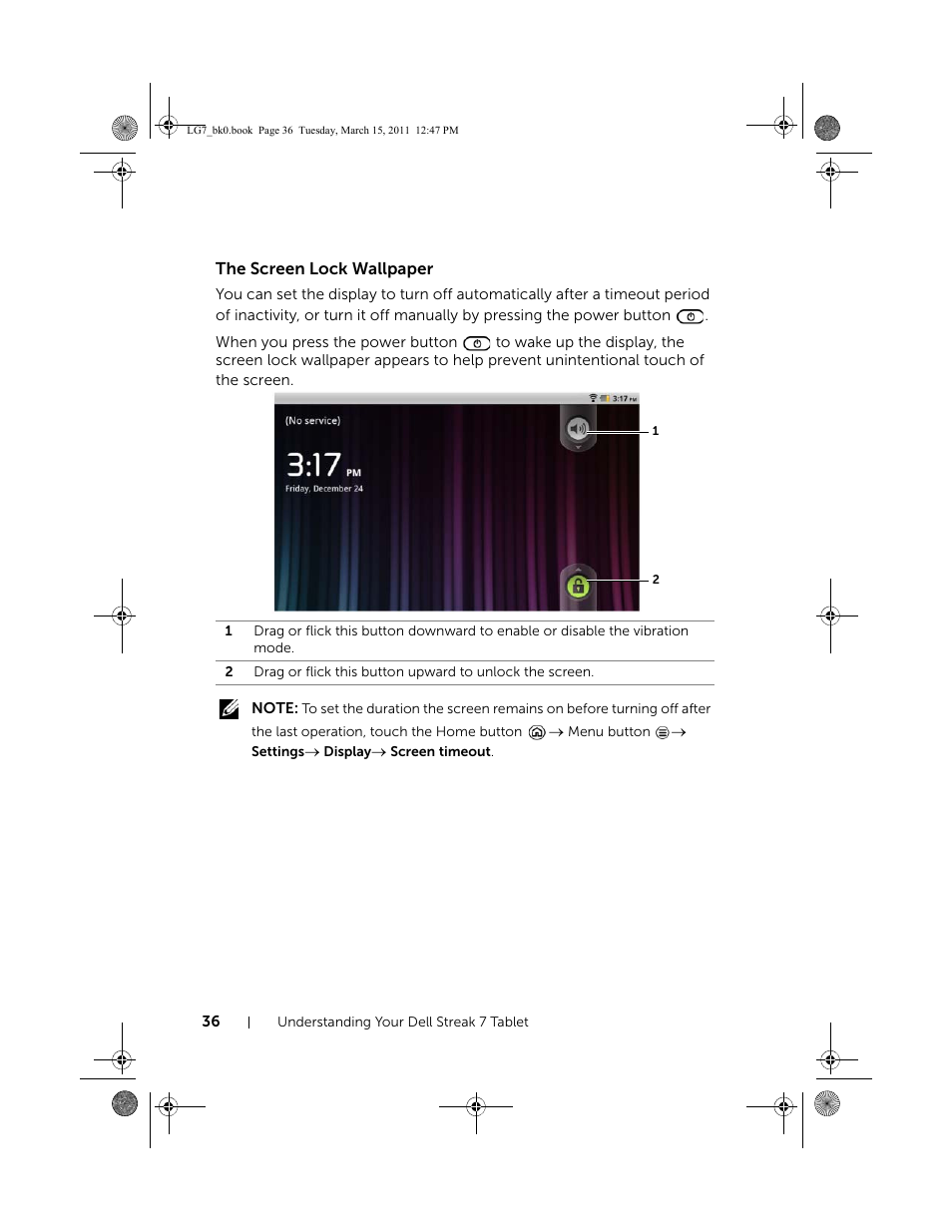 The screen lock wallpaper | Dell STREAK 7 User Manual | Page 36 / 141