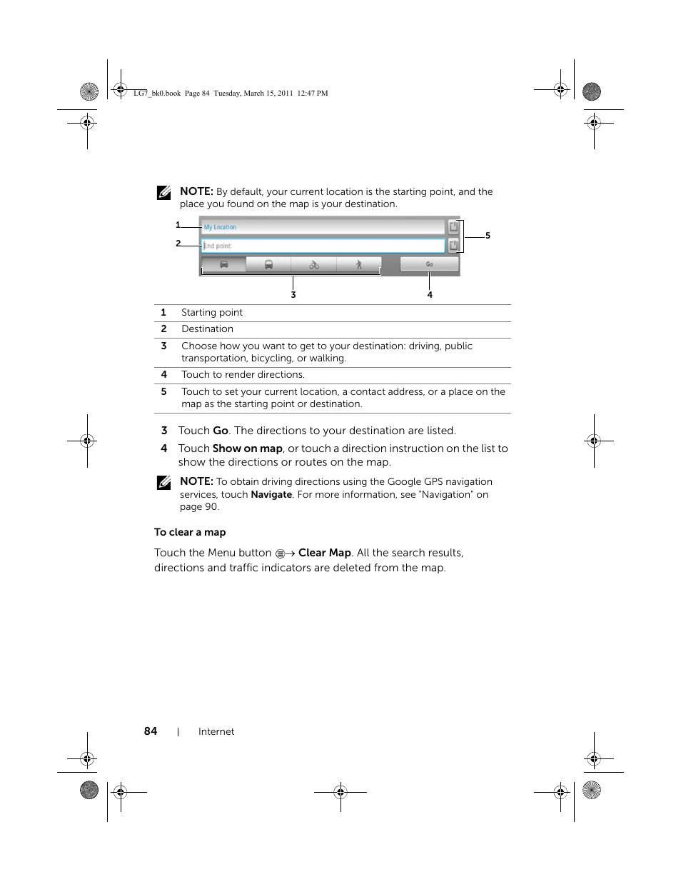 To clear a map | Dell STREAK 7 User Manual | Page 84 / 141