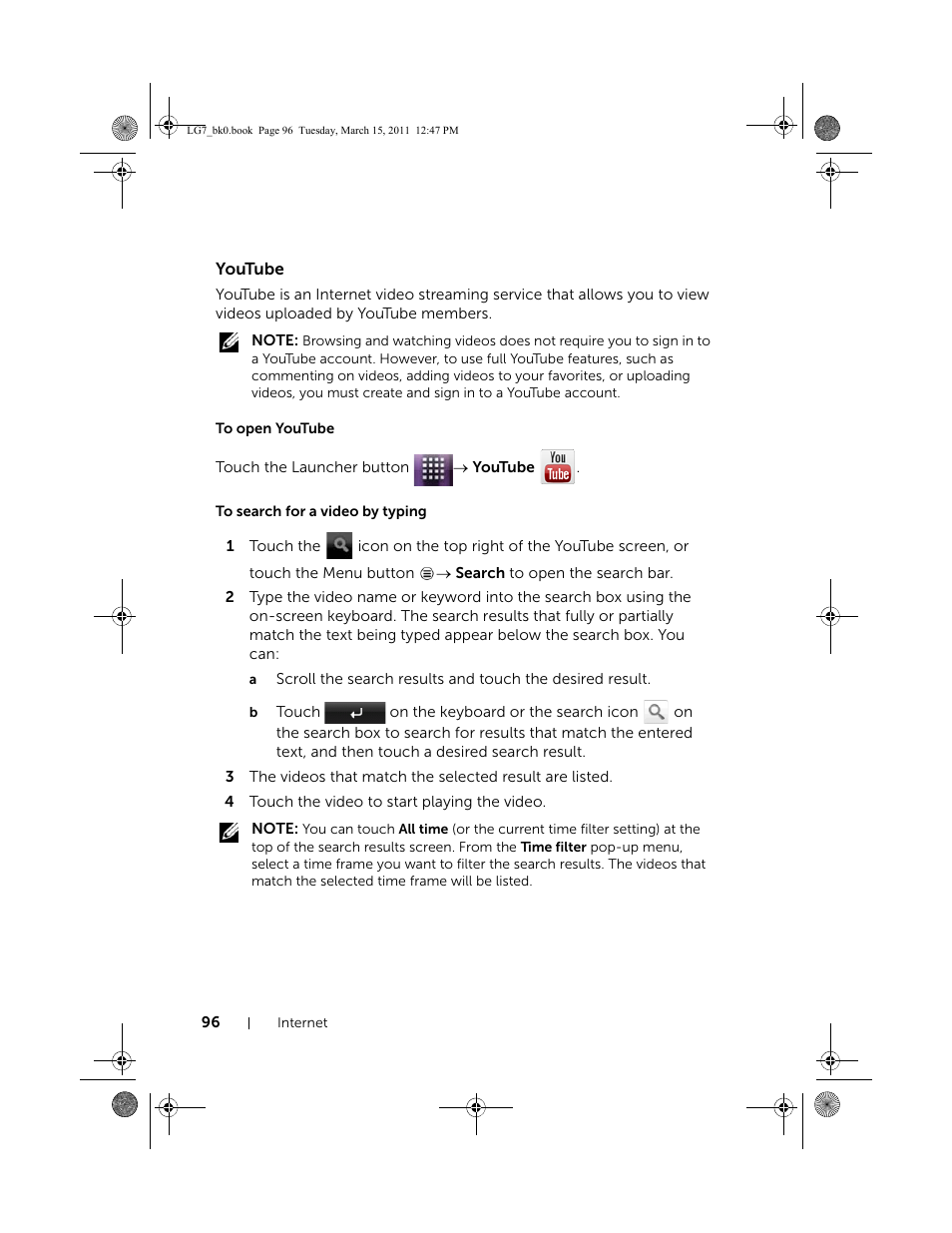Youtube, To open youtube, To search for a video by typing | Dell STREAK 7 User Manual | Page 96 / 141