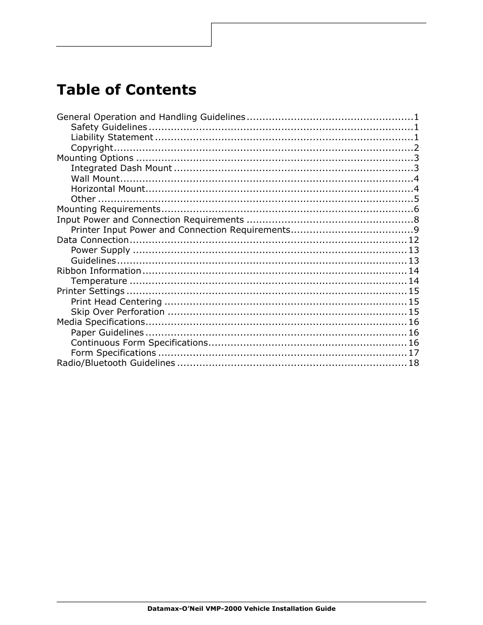 Datamax-O'Neil VMP-2000 Installation Guide User Manual | Page 2 / 21