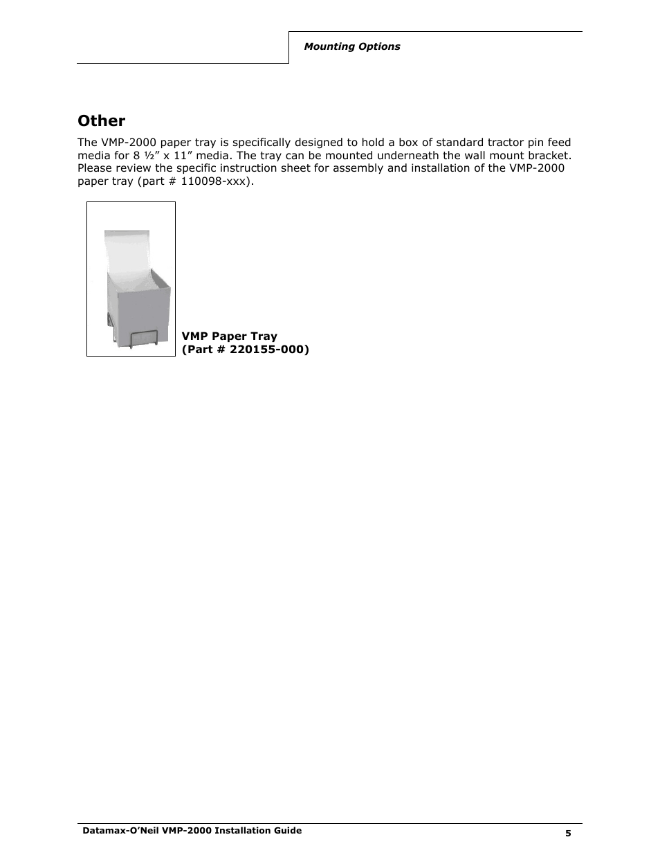 Other | Datamax-O'Neil VMP-2000 Installation Guide User Manual | Page 7 / 21