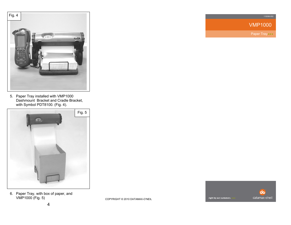 Vmp1000 | Datamax-O'Neil VMP-1000 Paper Tray User Manual | Page 2 / 2
