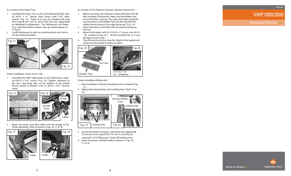 Dashmount bracket | Datamax-O'Neil VMP-1000_2000 Dashmount Bracket User Manual | Page 2 / 2