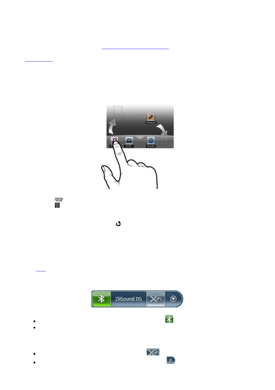 Pure android audio, Customizing the quick launch bar | CREATIVE ZiiO 7" User Manual | Page 10 / 15