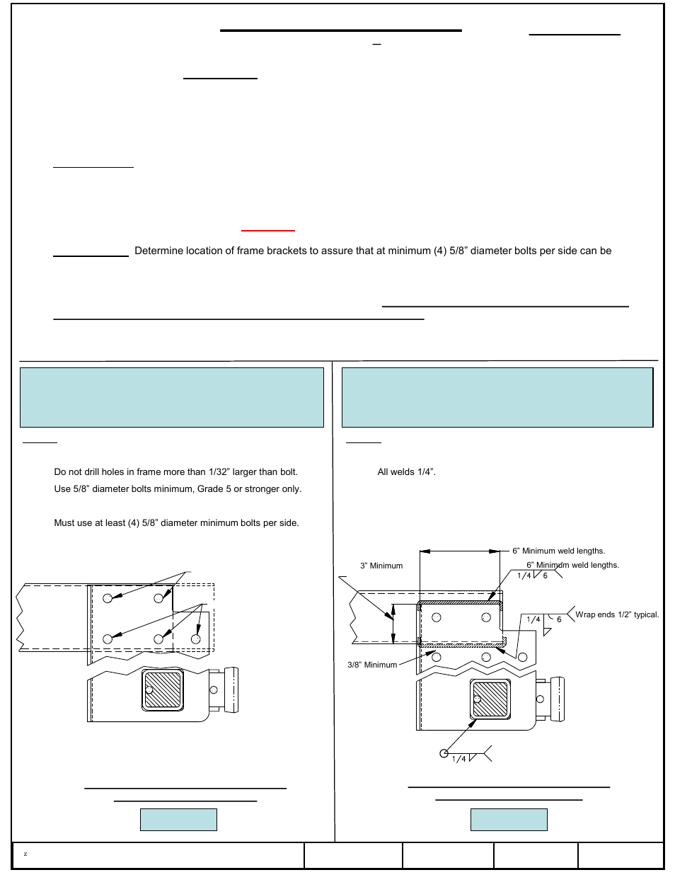 Installation instructions, Service body hitch – long tube, Part number | Draw-Tite 41990 SERVICE BODY RECEIVER User Manual | Page 2 / 6