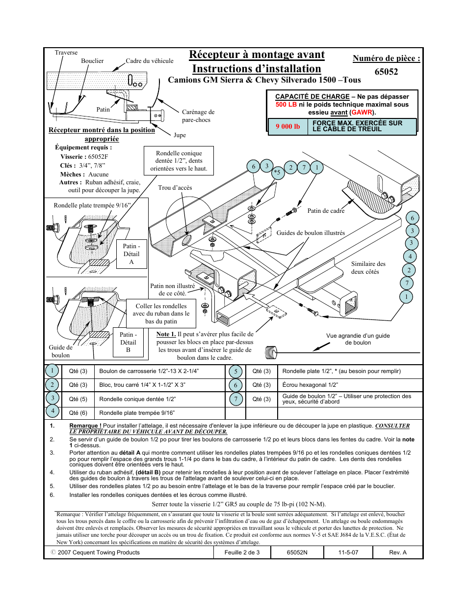 Draw-Tite 65052 FRONT MOUNT RECEIVER User Manual | Page 2 / 3