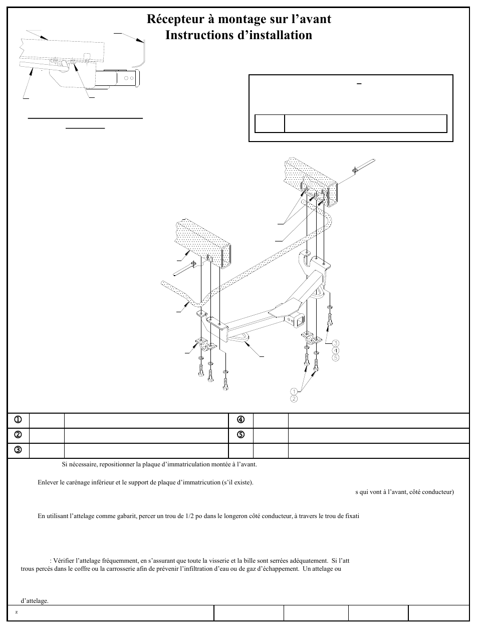 Gmc savanna chevrolet express, Numéro de pièce | Draw-Tite 65016 FRONT MOUNT RECEIVER User Manual | Page 2 / 3