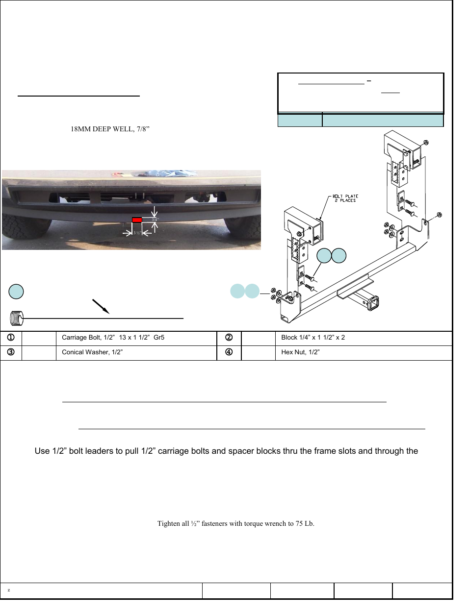 Draw-Tite 65057 FRONT MOUNT RECEIVER User Manual | 1 page